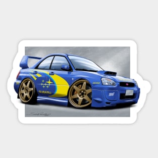 Cartooned Subaru Impreza STI Rally Car Sticker